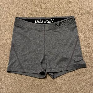 Grey Nike Pro spandex shorts